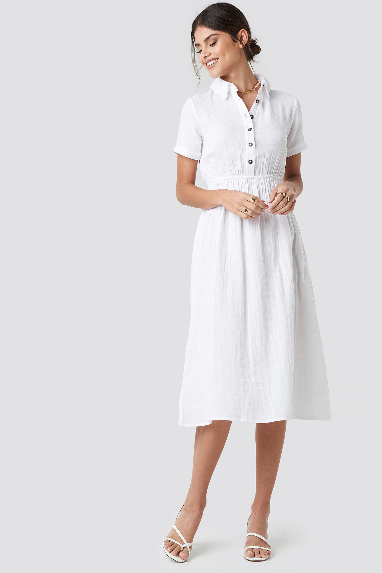 Light Cotton Midi Dress White | na-kd.com
